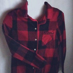 WOMEN'S RED AND BLACK FLANNEL SHIRT - SIZE XS